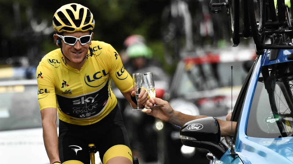 Na zdjęciu Geraint Thomas, triumfator Tour de France 2018. Fot. PAP/EPA/MARCO BERTORELLO