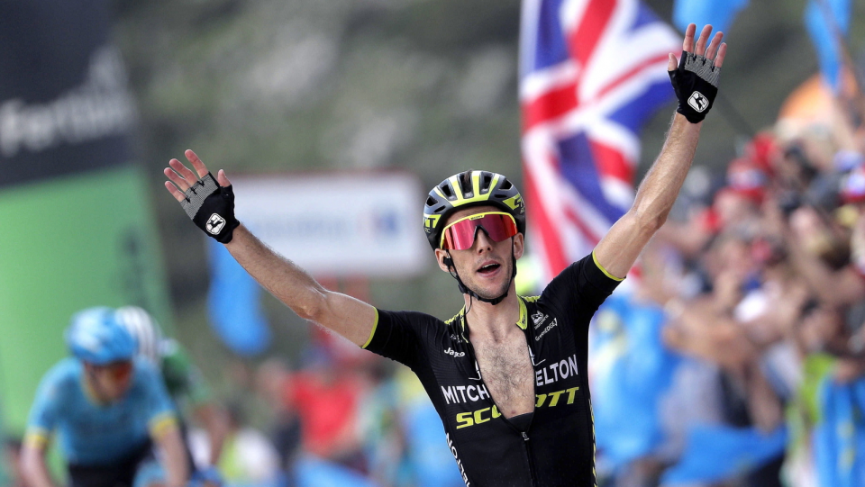 Na zdjęciu Simon Yates, triumfator 14. etapu Vuelta a Espana 2018. Fot. PAP/EPA/MANUEL BRUQUE