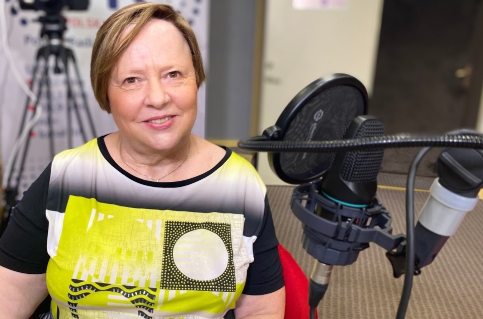 Prof. Elżbieta Wtorkowska w studiu Polskiego Radia PiK. Fot. Magda Jasińska