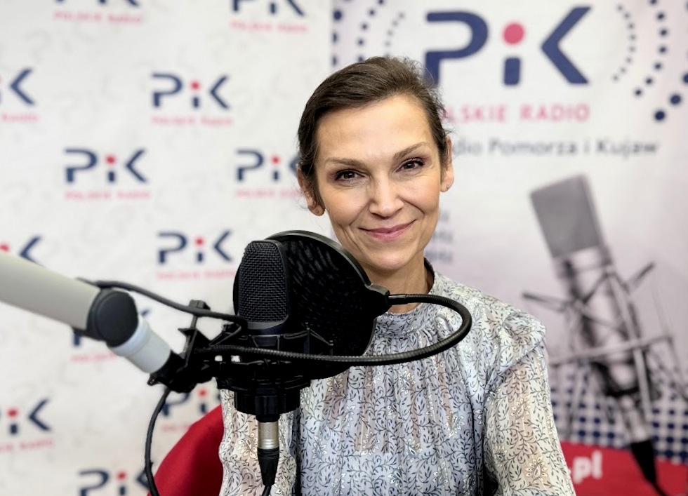 Olga Bończyk w studiu Polskiego Radia PiK. Fot. Magda Jasińska