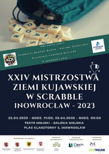 XXIV Ogólnopolskie Mistrzostwa Ziemi Kujawskiej w Scrabble, Inowrocław. Teatr Miejski, 22-23.04.2023r. (zakończone)