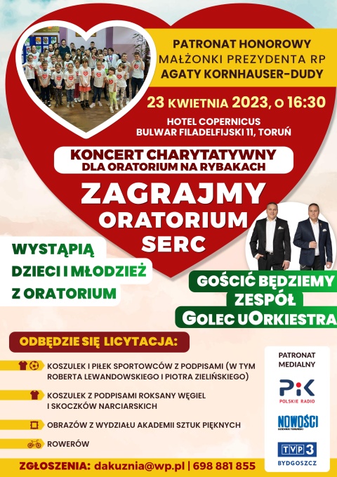 Koncert charytatywny dla Oratorium na Rybakach - Zagrajmy Oratorium Serc - 23.04.2023r. (zakończony)