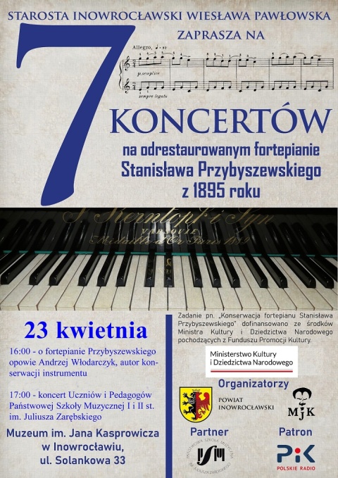 Siódmy koncert na odrestaurowanym fortepianie Stanisława Przybyszewskiego, Muzeum im. Jana Kasprowicza, Inowrocław 23.04.2023rhellip 