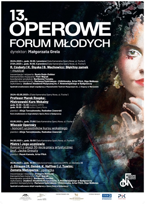 13.Operowe Forum Młodych, 26.04.- 6.05.2023r. Opera Nova ul. Focha 5, Akademia Muzyczna ul. Gdańska 20 (zakończone)