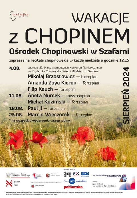 Wakacje z Chopinem - Ośrodek Chopinowski - Szafarnia, 18 sierpnia godz. 12.15