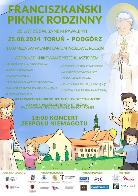 Piknik Rodzinny. 25 lat ze św. Janem Pawłem II 25.08.2024r. Toruń ul. Poznańska 49