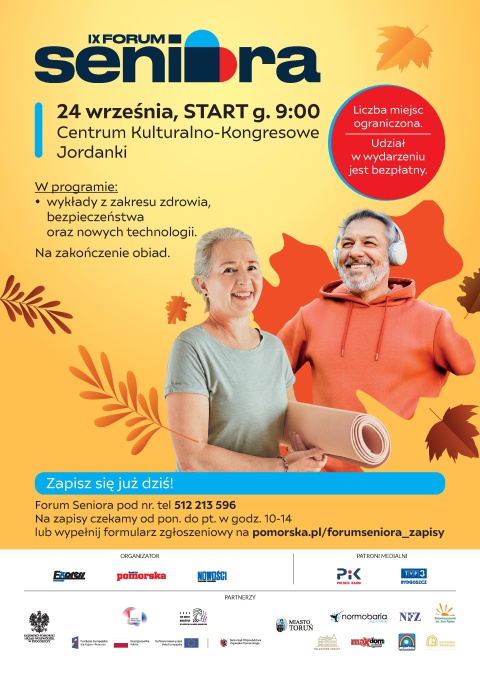 IX Forum Seniora - 24 września, godz.9.00 - CKK Jordanki Toruń