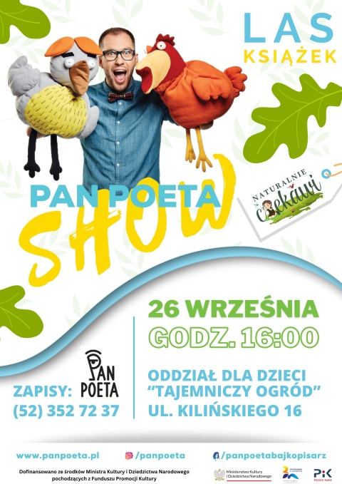 Pan Poeta w Tajemniczym Ogrodzie 26 września 2024 r., o godz. 16:00 w Tajemniczym Ogrodzie przy ul. Jana Kilińskiegohellip 