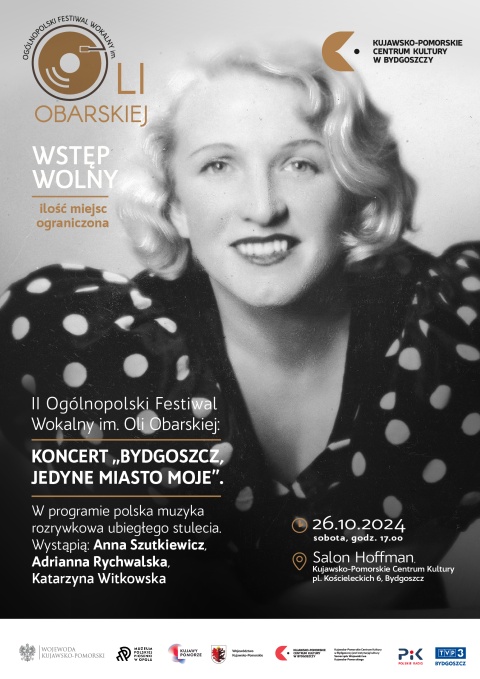 II Ogólnopolski Festiwal Wokalny im. Oli Obarskiej - Plac Kościeleckich 6, Bydgoszcz 26.10.2024r. godz. 17.00