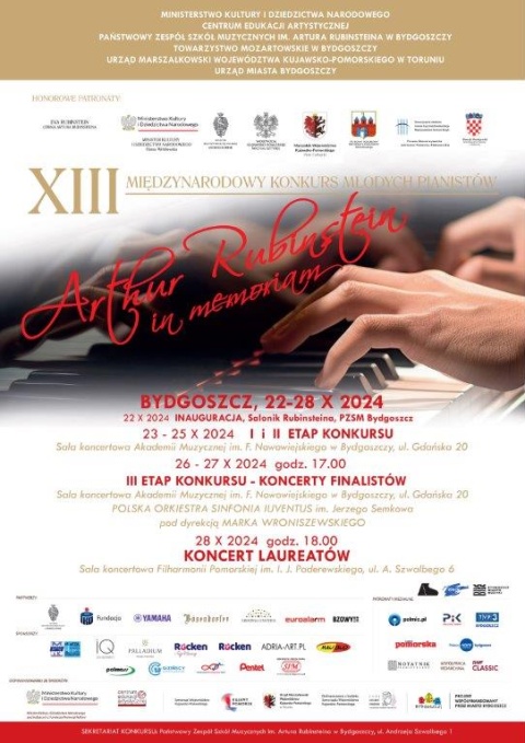 XIII Międzynarodowy Konkurs Młodych Pianistów Arthur Rubinstein in memoriam PZSM, ul. Andrzeja Szwalbego 1, Akademiahellip 