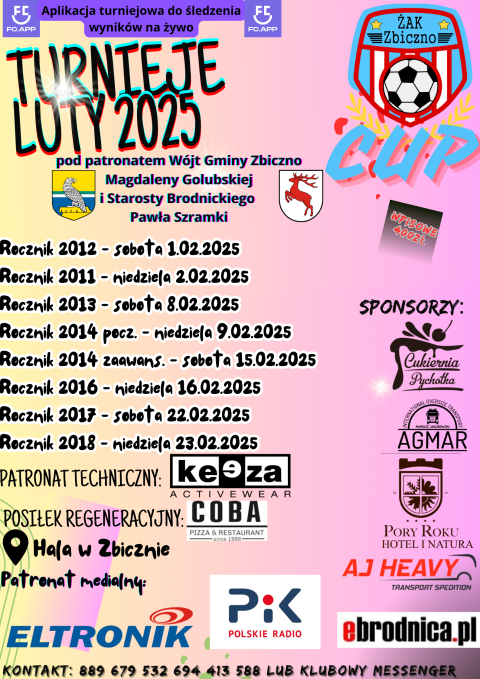 Żak Zbiczno Cup 2025 - Hala Widowiskowo-Sportowa w Zbicznie, Szosa Brodnicka 77A 1.02.2025r. godz.9.00(zakończone)