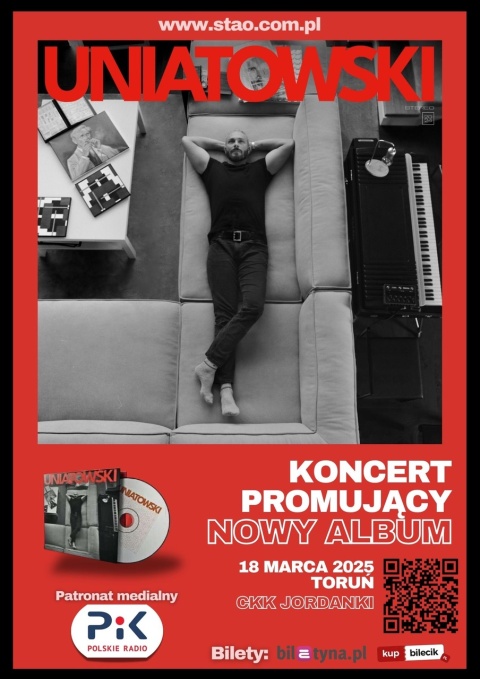 Koncert UNIATOWSKI - Sala Koncertowa CKK Jordanki, ul. Aleja Solidarności 1-3 Toruń - 18 marca godz. 19.00