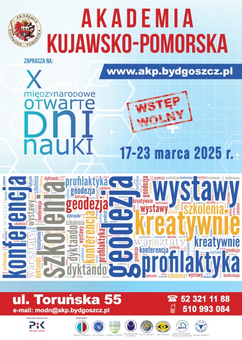 Międzynarodowe Otwarte Dni Nauki - ul. Toruńska 55-57, Bydgoszcz w dniach 17-25 marca 2025r.