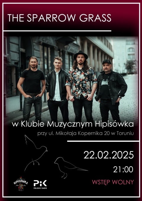 Koncert The Sparrow Grass - Klub Muzyczny Hipisówka, Kopernika 20, Toruń, 22.02.2025r. godz. 21.00