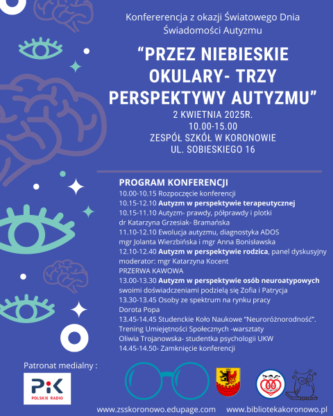 Przez niebieskie okulary - trzy perspektywy autyzmu konferencja - Zespół Szkół w Koronowie, ul Sobieskiego 16 - 2hellip 