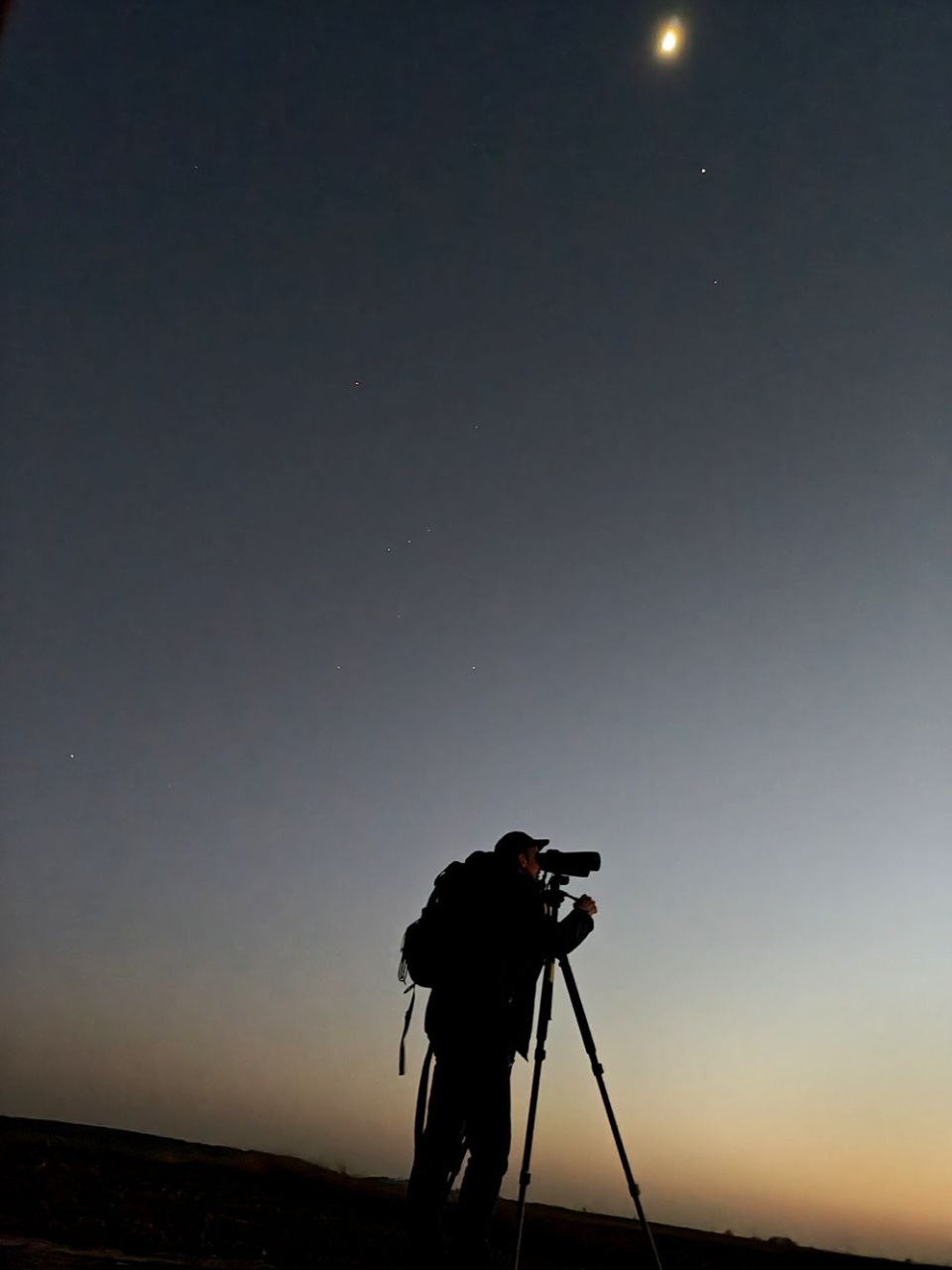 6 marca 2025 - Księżyc-Jowisz-Orion. Foto © Marcin Pilaczyński