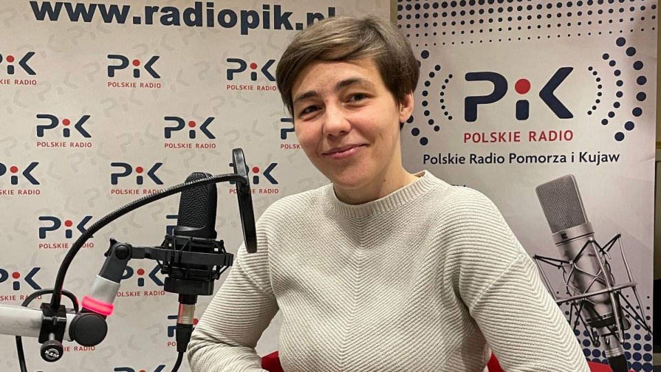 Katarzyna Kołodziejczyk w studiu Polskiego Radia PiK. Fot. Tomasz Kaźmierski