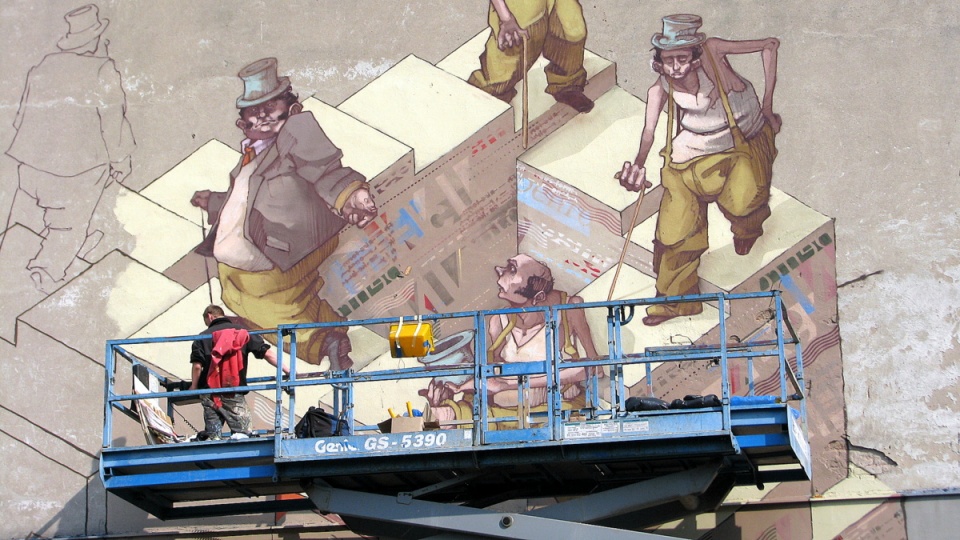 Gigantycznych rozmiarów, kolorowy mural pojawił się w Bydgoszczy na zachodniej ścianie budynku przy ulicy Obrońców Bydgoszczy 11. Fot. Bogumiła Wresiło