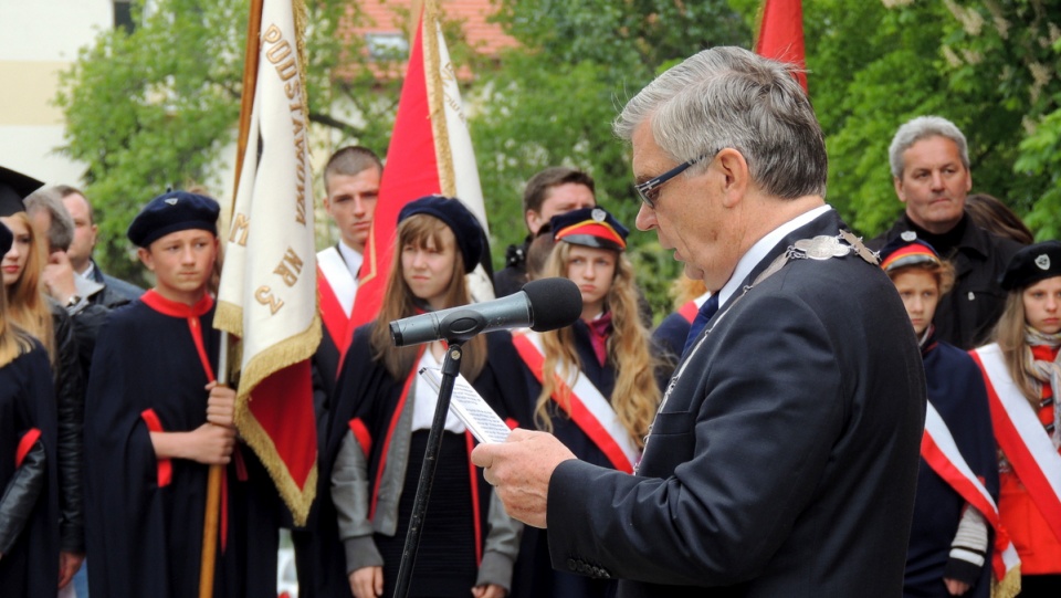 We Włocławku 3 maja okolicznościowe przemówienie wygłosił w samo południe prezydent miasta. Fot. Marek Ledwosiński
