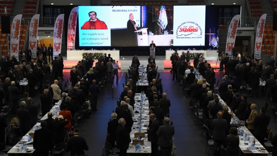 Delegaci podczas rozpoczęcia 27. krajowego zjazdu NSZZ "Solidarność" w Bielsku-Białej. Fot. PAP/Jacek Bednarczyk