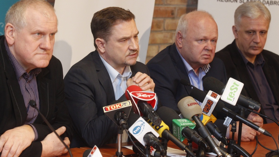 Od lewej: Jan Guz, Piotr Duda, Tadeusz Chwałka oraz Dominik Kolorz. Fot. PAP/Andrzej Grygiel