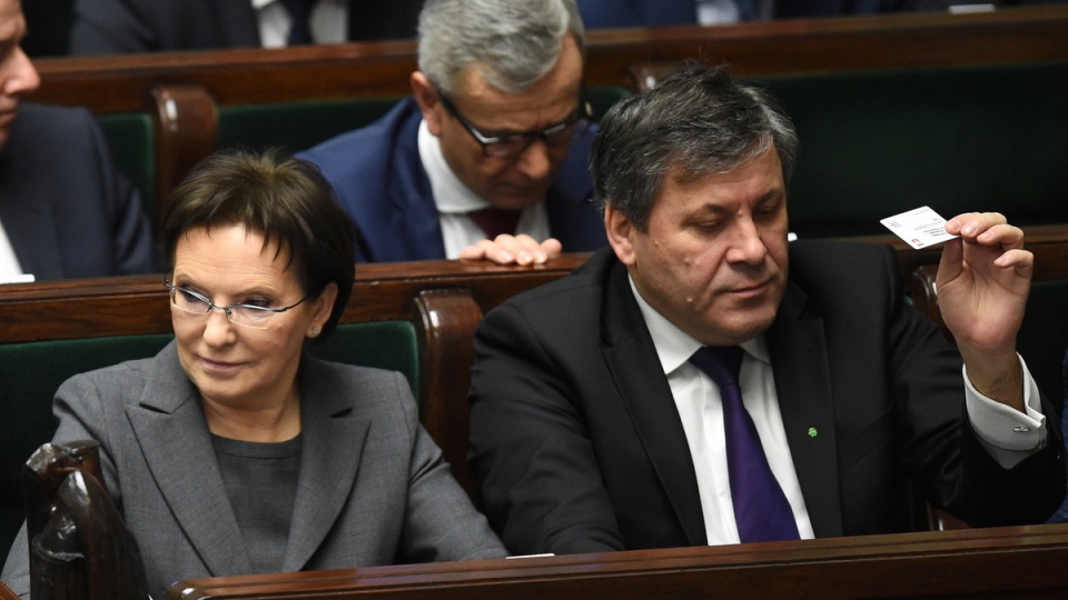 Premier Ewa Kopacz (L) i wicepremier, minister gospodarki Janusz Piechociński (P), podczas 86. posiedzenia Sejmu. Fot. PAP/Radek Pietruszka