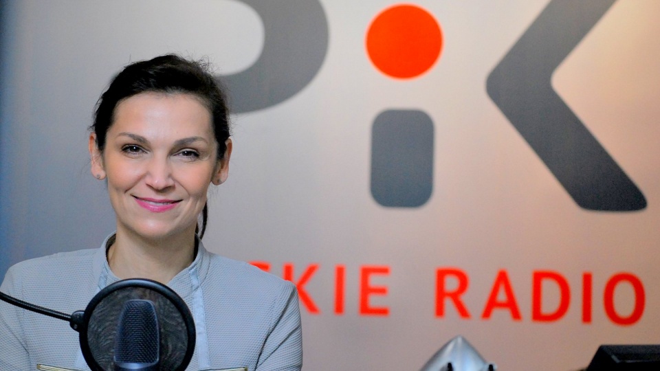 Olga Bończyk w studiu Polskiego Radia PiK. Fot. Magda Jasińska