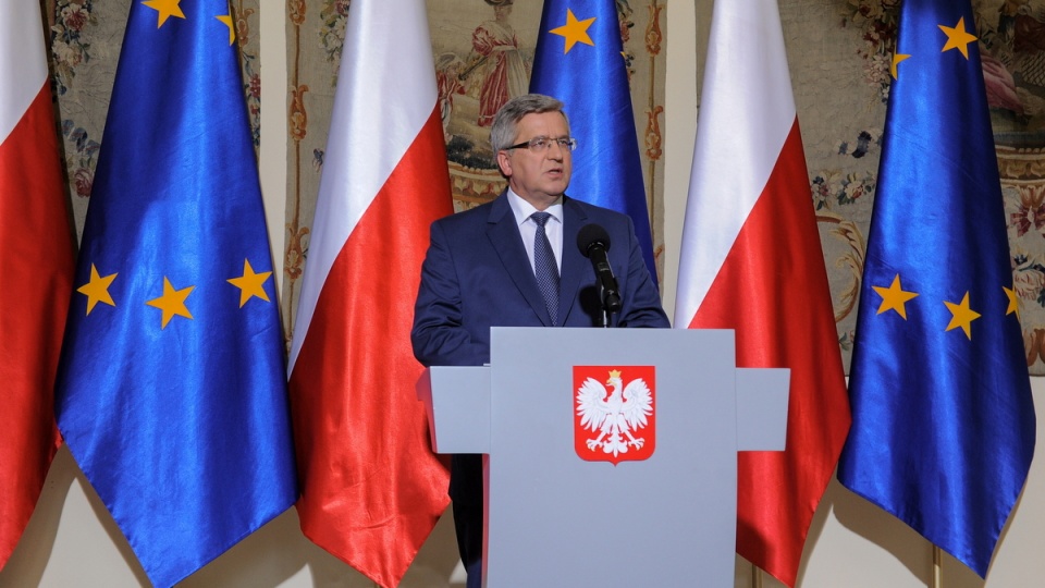 Prezydent Bronisław Komorowski podczas konferencji prasowej w Belwederze w Warszawie. Fot. PAP/Marcin Obara