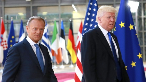 UE Trump przyjęty przez Tuska i Junckera