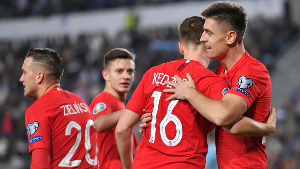 Polscy piłkarze cieszą się z bramki na 2:0 w sobotnim meczu z Izraelem w eliminacjach Euro 2020. Fot. PAP/Piotr Nowak
