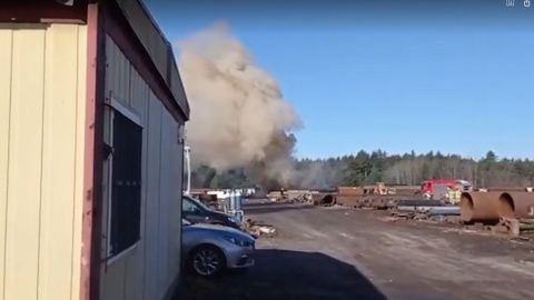 Potężny pożar w podtoruńskim Grębocinie [aktualizacja] [wideo]