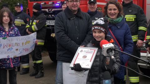 10-letni bohater. Marcin z odznaką od szefa polskich strażaków