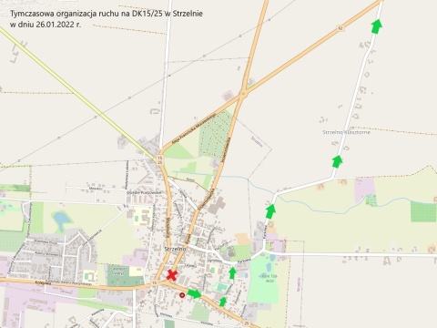 Uwaga kierowcy Utrudnienia w Strzelnie. Objazd drogi nr 1525 [mapka]