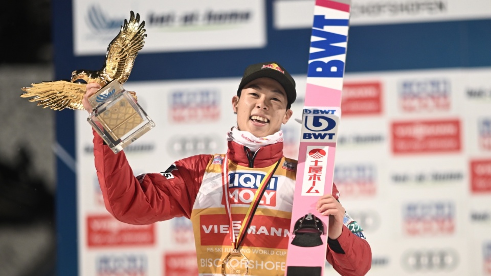 Ryoyu Kobayashi triumfował w 70. Turnieju Czterech Skoczni. EPA/CHRISTIAN BRUNA Dostawca: PAP/EPA