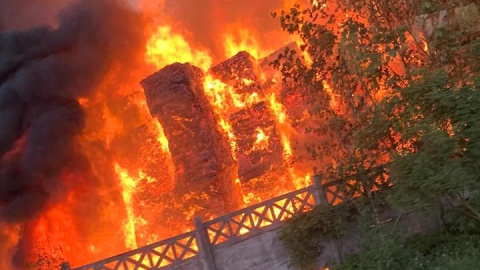 Pożar w Cichoradzu/fot. KM PSP Toruń, Facebook