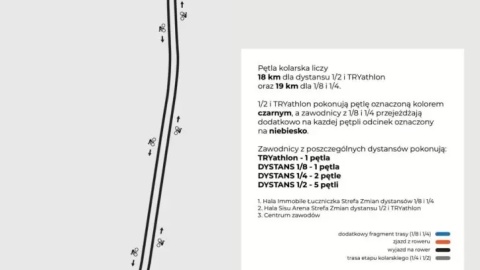 Poglądowa mapa trasy kolarskiej/mat. Zarządu Dróg Miejskich i Komunikacji Publicznej