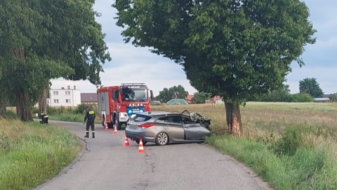 Pijany kierowca wjechał w drzewo, prowadził bez uprawień. 30-latek trafił do szpitala