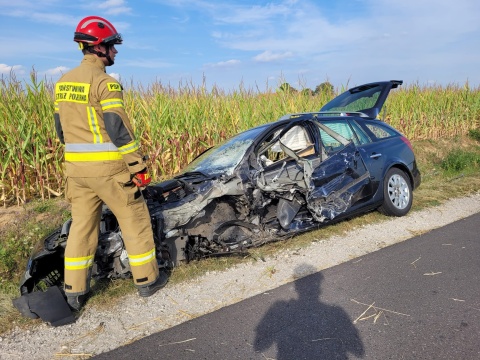 Pogotowie i śmigłowiec LPR zabrały pięć osób do szpitali. Wypadek pod Chełmżą [zdjęcia]