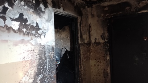 Pożar wybuchł w środę wieczorem na trzecim piętrze wieżowca przy ul. Słowackiego w Toruniu/fot. Michał Zaręba