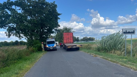 W wypadku w Dąbiu Kujawskim zginęły dwie osoby. Kierowca opla trafił do szpitala/fot: PSP we Włocławku