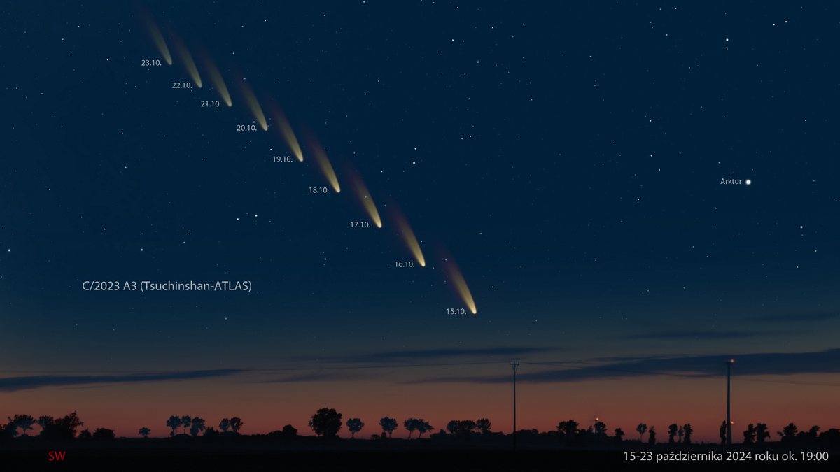Kometa Tsuchinshan-ATLAS grafika Piotr Majewski (1)