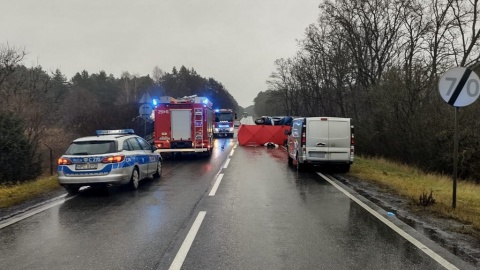 Śmiertelny wypadek na dk 10 w Przyłubiu. Zderzyły się ciężarówka i auto dostawcze/fot. Policja