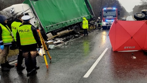 Śmiertelny wypadek na dk 10 w Przyłubiu. Zderzyły się ciężarówka i auto dostawcze/fot. Policja