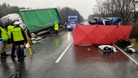 Śmiertelny wypadek na dk 10 w Przyłubiu. Zderzyły się ciężarówka i auto dostawcze/fot. Policja