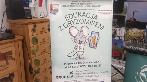 Gryzomir jest bohaterem książek promujących naturę i zabytki Kruszwicy/fot. Gmina Kruszwica