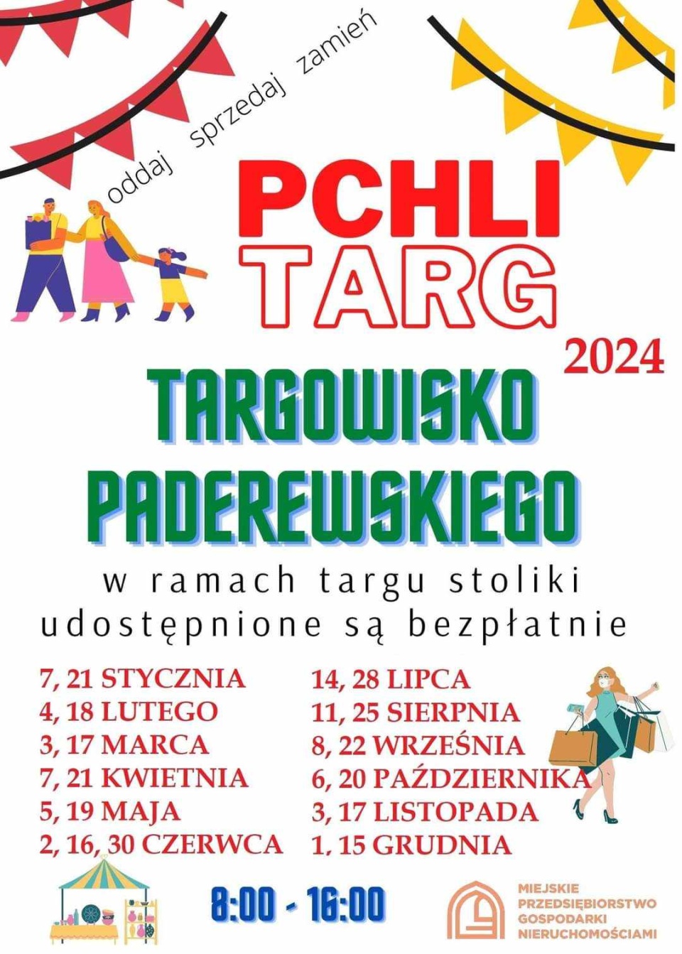 Zestawienie terminów pchlego targu w Grudziądzu na 2024 rok/fot: grudziadz.pl