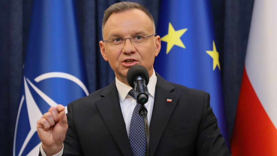 Prezydent Andrzeja Duda wygłosił oświadczenie po spotkaniu z premierem Donaldem Tuskiem/fot. Paweł Supernak/PAP