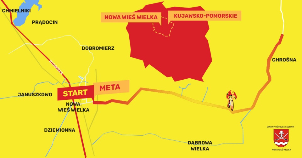 Mapa trasy wyścigu Nowa Wieś Wielka Chrośna Cycling Challenge/fot. inf. prasowa