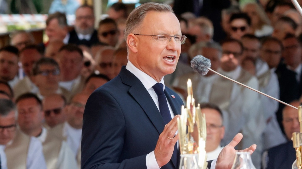 Prezydent Andrzej Duda podczas głównych uroczystości dożynkowych na Jasnej Górze w Częstochowie/fot: PAP, Waldemar Deska