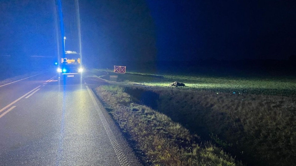 W wyniku wypadku 34-letni motocyklista poniósł śmierć na miejscu/fot. KMP w Grudziądzu